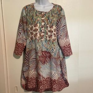 Anthropologie Fig & Flower Mixed Print Tunic Dress